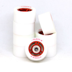 FAMUS Red/White 60mm Quad Wheels x8
