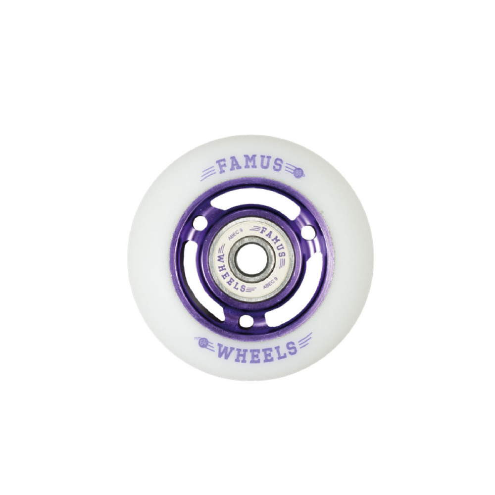 FAMUS Purple/White 3 Spokes 64mm Wheels x4