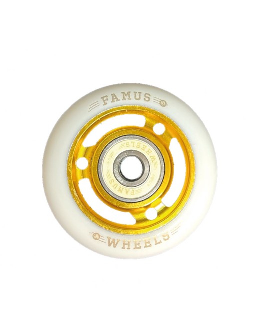 FAMUS Gold/White 3 Spokes 64mm Wheels x4