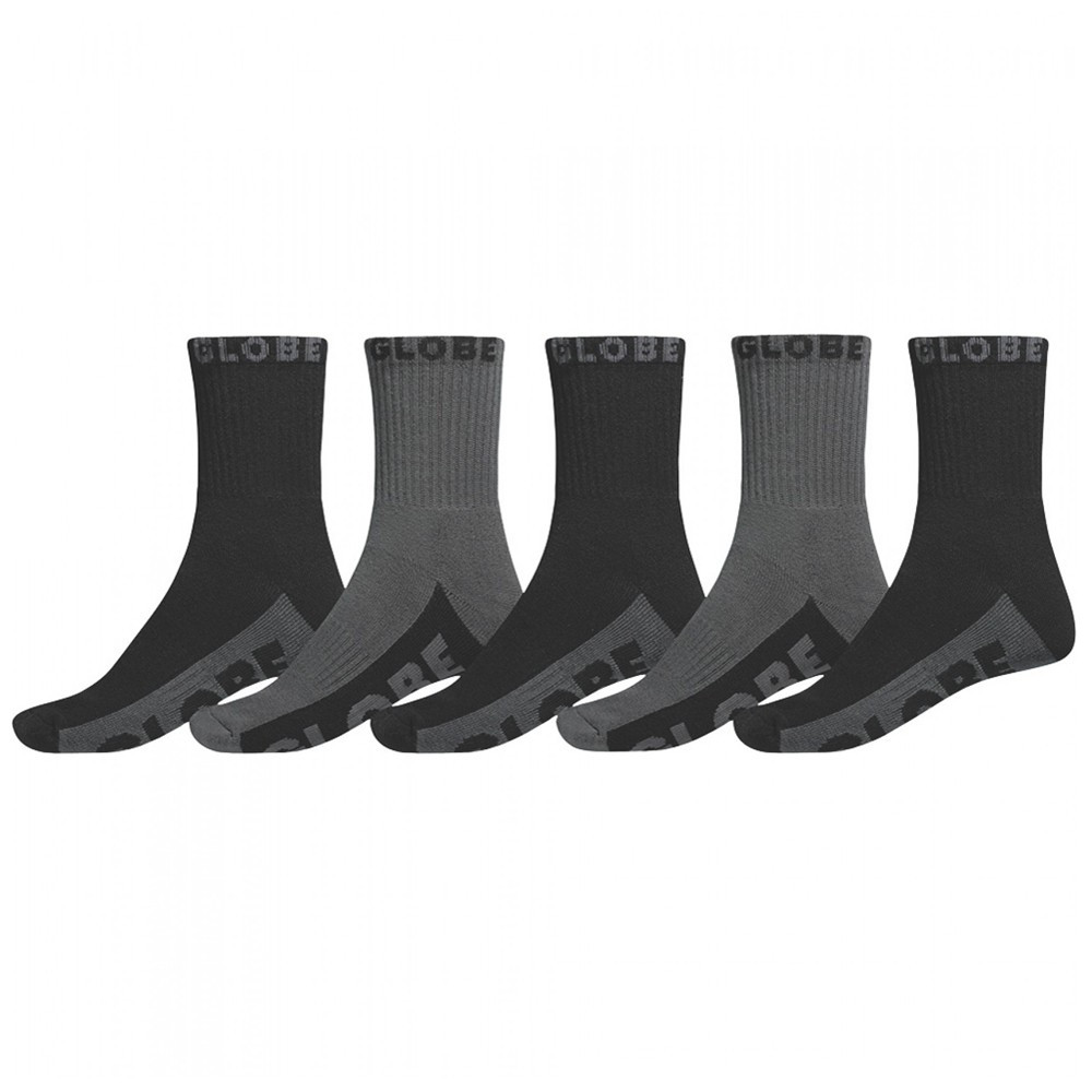 GLOBE Crew Socks Black/Grey x5